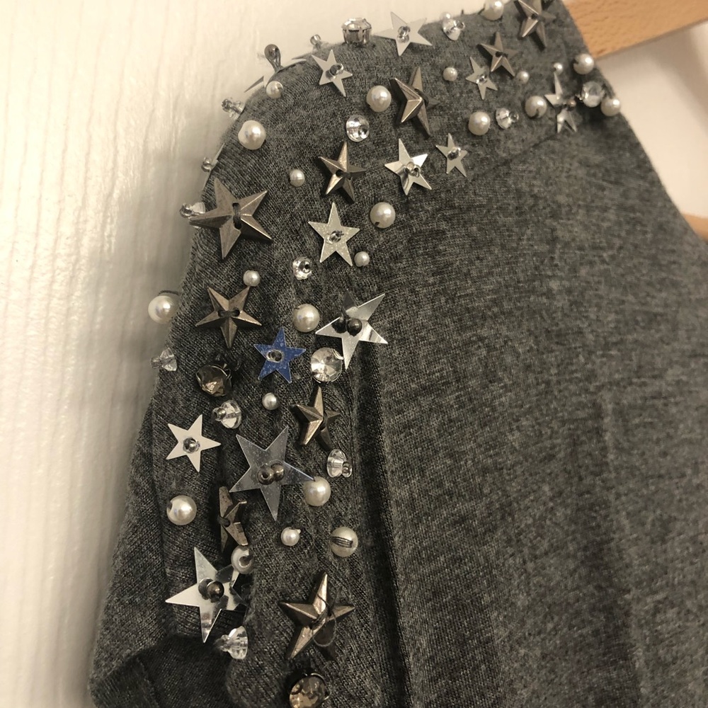 Grey T-Shirt with Shoulder Embellishment
